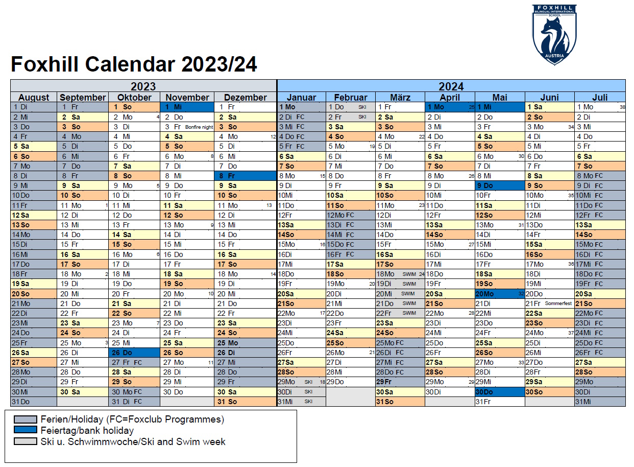 Foxhill Calendar 2023/24